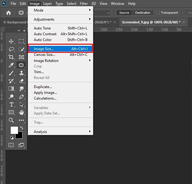 Access the Image Resize Option