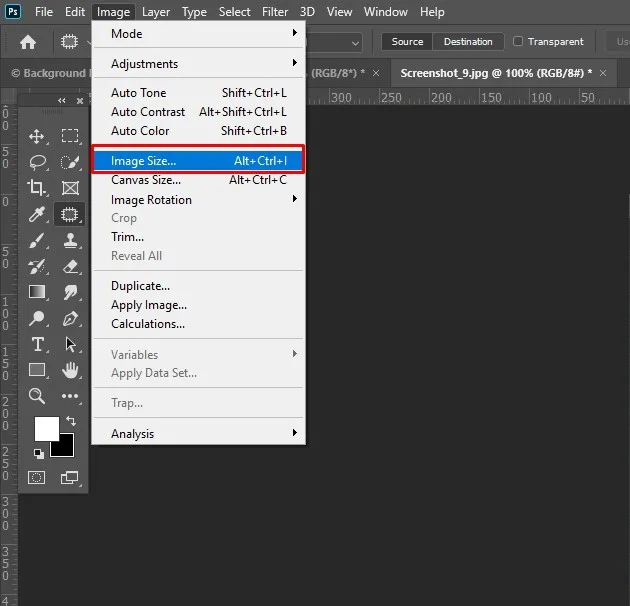 Access the Image Resize Option
