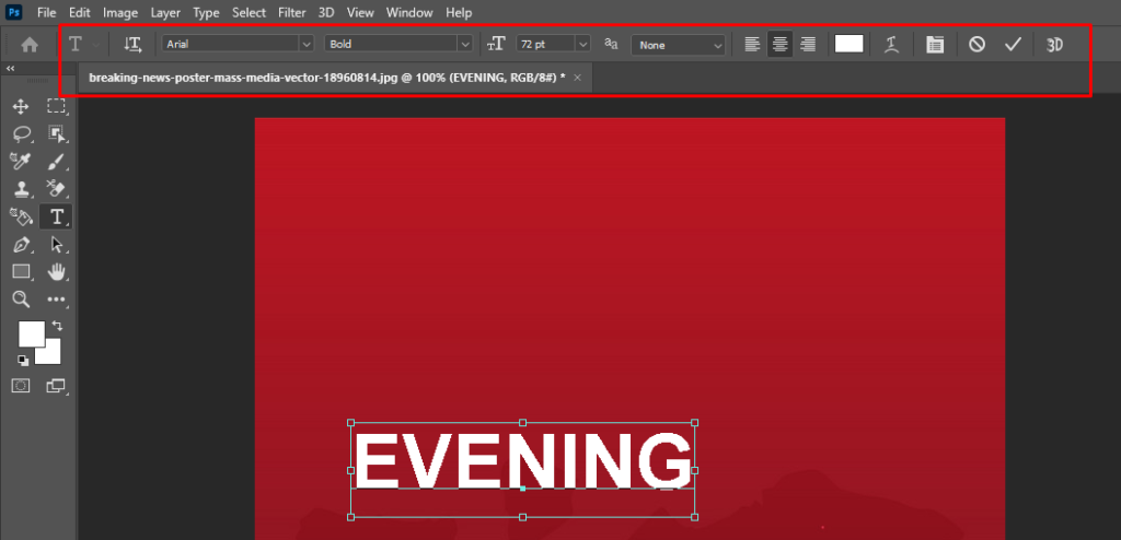Basic Formatting with the Options Bar in Photoshop