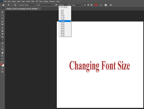 changing font size