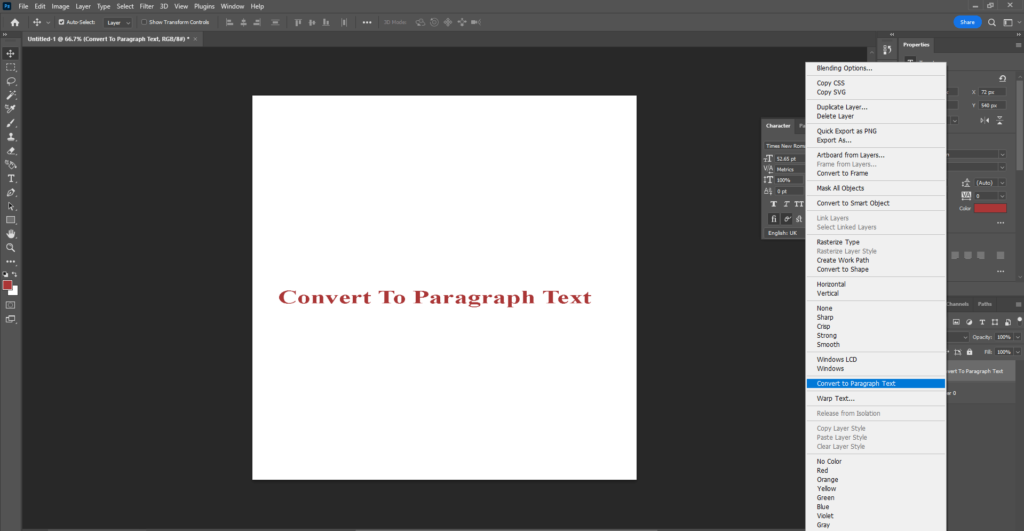 Convert To Paragraph Text
