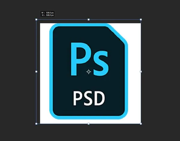 Drag a corner handle of the transform box to resize