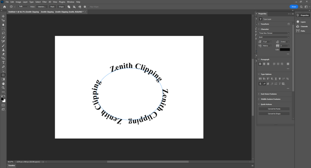 How To Curve Text in Photoshop By Path Tool