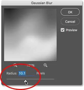 Gaussian Blur dialog box
