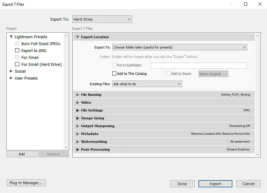 Open the Export Dialog