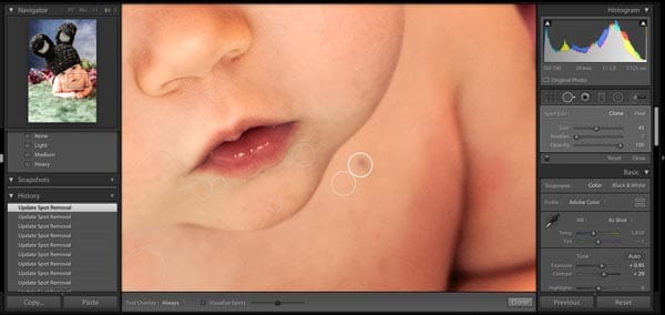 Using the Healing and Clone Tools for Spot Removal