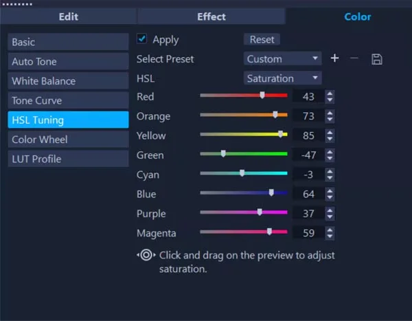 HSL and Color Grading Panels