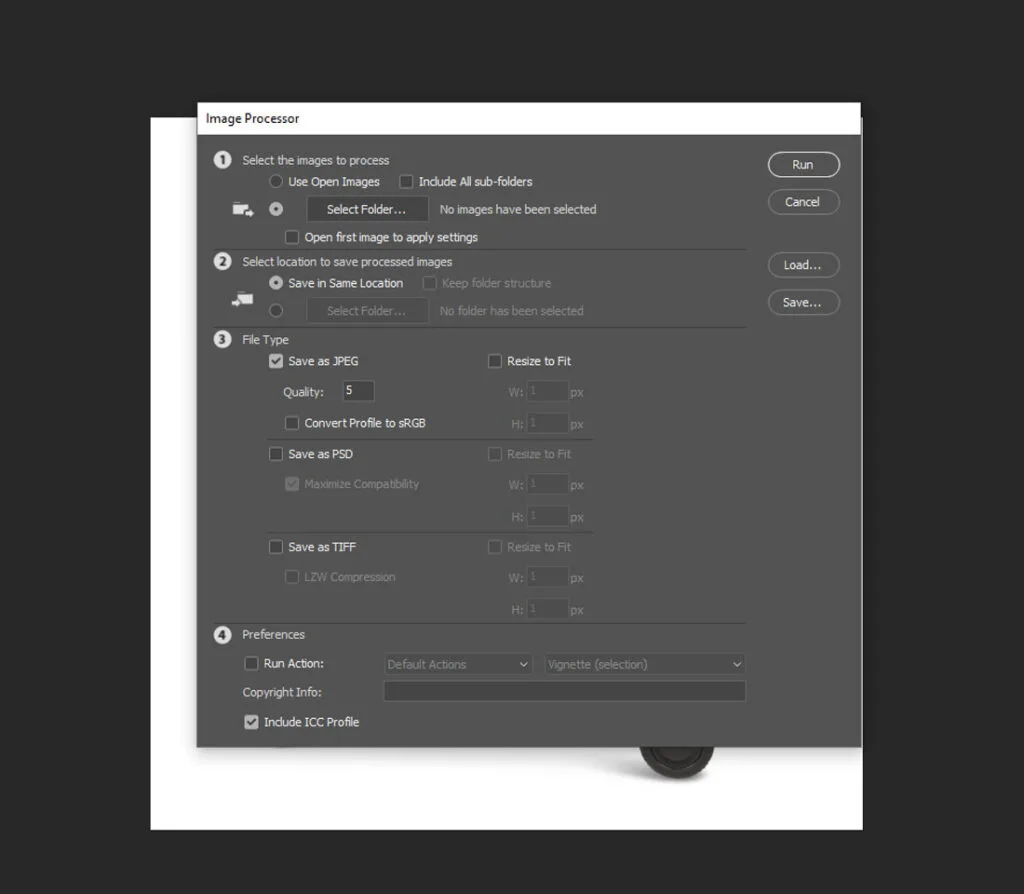 photo batch processing option